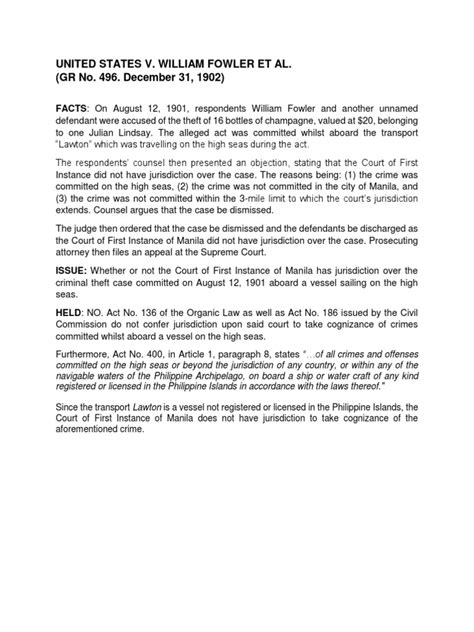 US V Fowler Case Digest .